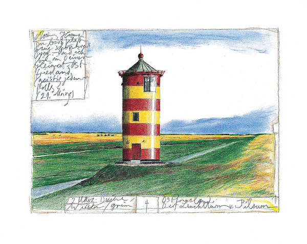 30cm x 24cm Der Leuchtturm von Pilsum von Sabine Gerke