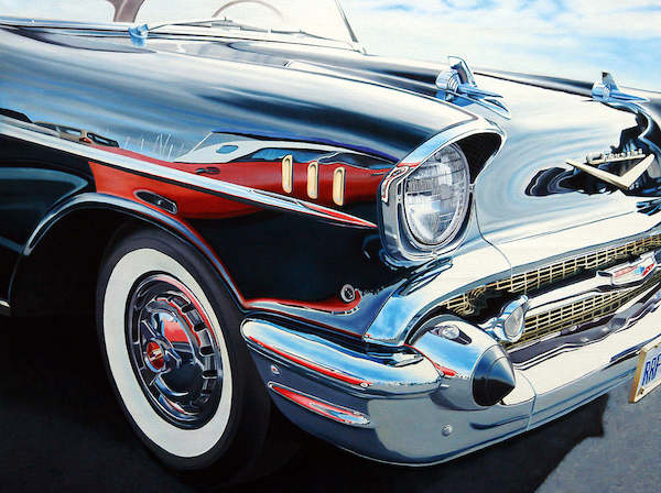 150cm x 112cm T-Bird on Chevy Reflections von Michael Schuh