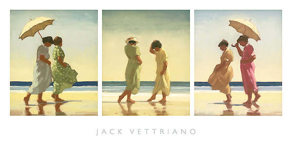 69cm x 35cm Summer Days - Triptych von Jack Vettriano