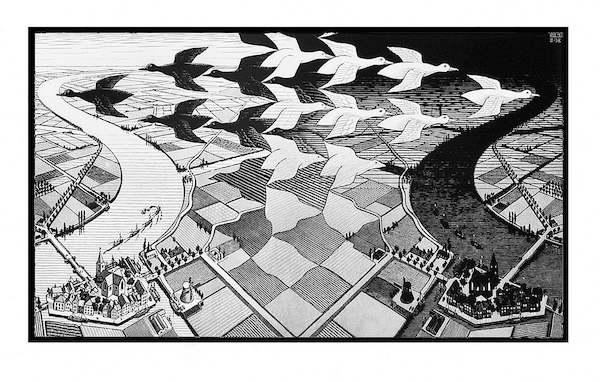 70cm x 50cm Tag und Nacht von M.C. Escher