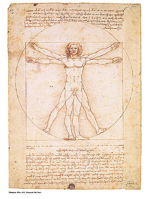 60cm x 80cm Vitruvian Man von Leonardo Da Vinci