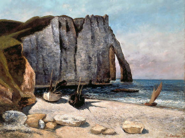 Array Falaise und Etretat und Boote    von Gustave Courbet