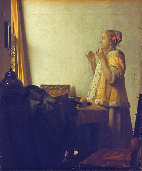 Array Junge Dame mit Perlenhalsband    von Johannes Vermeer