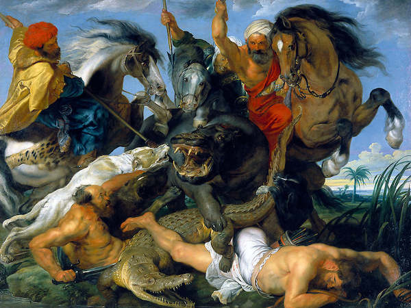 Array Jagd auf Nilpferd und Krokodil   von Peter Paul Rubens