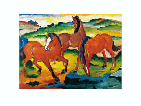 71cm x 56cm Die großen roten Pferde, FM-31 von Franz            Marc