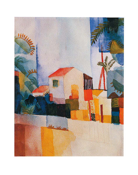 56cm x 71cm Weißes Haus, AM-40 von August Macke