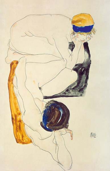 Array Zwei liegende Figuren von Egon Schiele