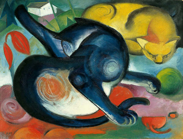 Array Zwei Katzen, blau und gelb       von Franz Marc