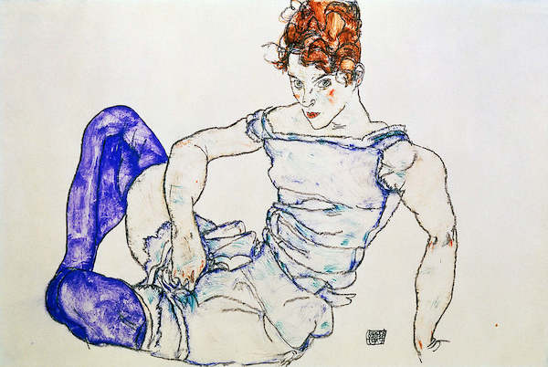 Array Sitzende Frau mit violetten...   von Egon Schiele