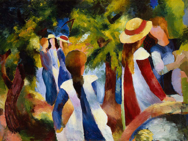 Array Mädchen unter Bäumen von August Macke