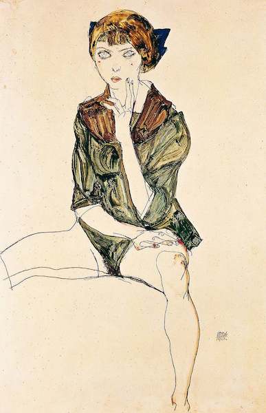 Array Mädchen mit grünem Hemd          von Egon Schiele