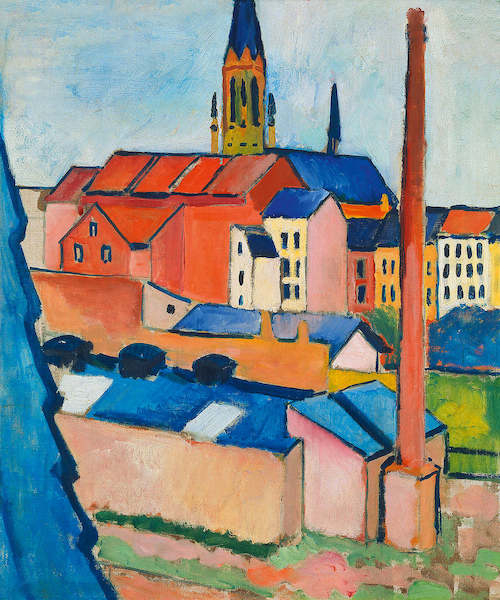 Array Marienkirche in Bonn mit Häusern von August Macke