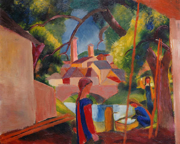 Array Kinder am Brunnen von August Macke