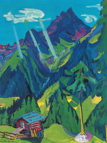 Array Bündner Landschaft mit Sonnenstr von Ernst Ludwig Kirchner