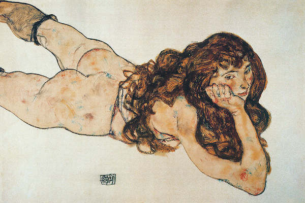 90cm x 60cm Nudo di ragazza von Egon Schiele