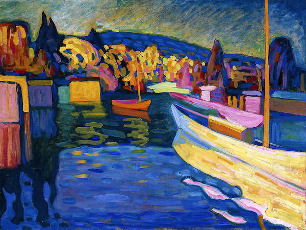 80cm x 60cm Herbstlandschaft mit Booten von Wassily Kandinsky