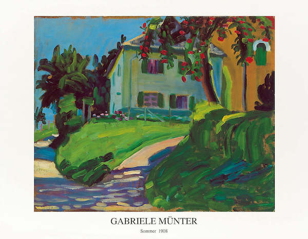 90cm x 70cm Sommer 1908 (Haus mit Apfelbaum) von Gabriele Münter