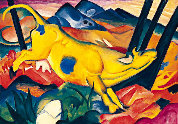 100cm x 70cm Die gelbe Kuh von Franz Marc