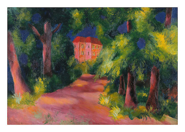 70cm x 50cm Rotes Haus im Park von August Macke