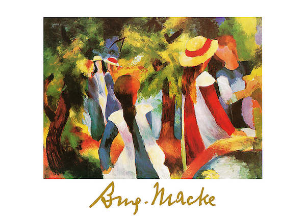 70cm x 50cm Ragazze sotto gli alberi von August Macke