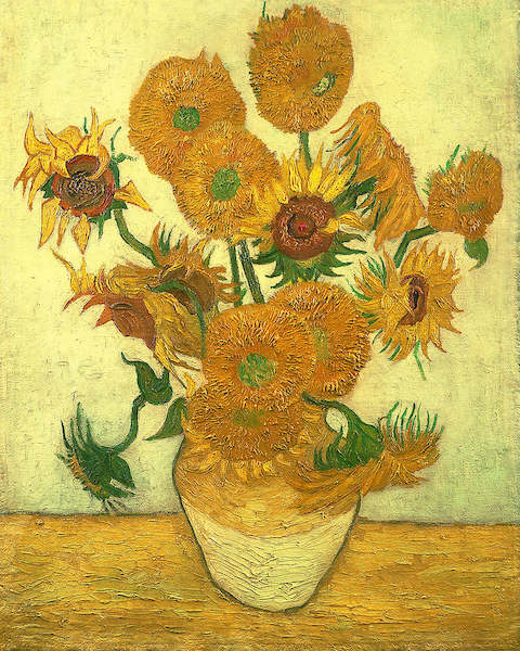 Array Vierzehn Sonnenblumen in einer Vase von Vincent Van Gogh