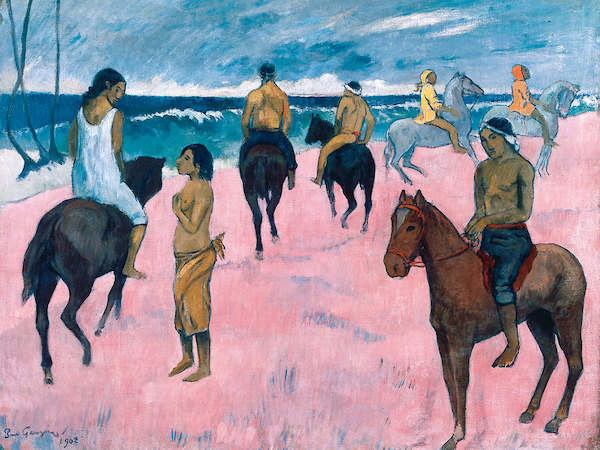 55cm x 41cm Reiter am Strand von Paul Gauguin