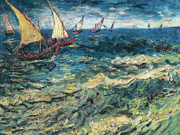 80cm x 60cm Seascape at Saintes-Maries von Vincent Van Gogh