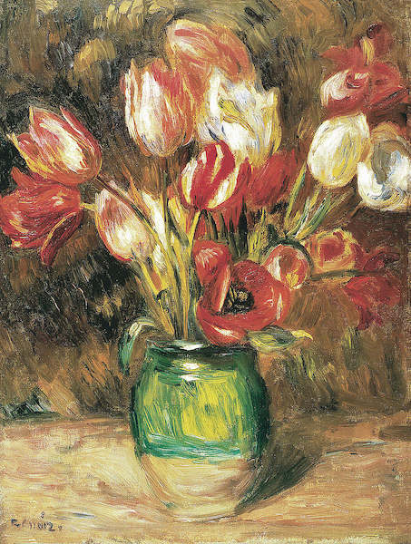 60cm x 80cm Tulips in a Vase von Pierre Auguste Renoir