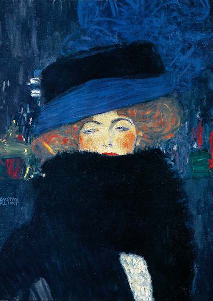 50cm x 70cm Lady with Hat von Gustav Klimt