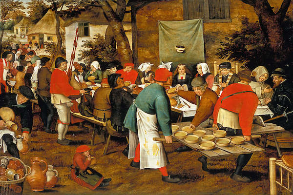 Array Bauernmahlzeit vor einer Schänke von Pieter d. Ä. Brueghel