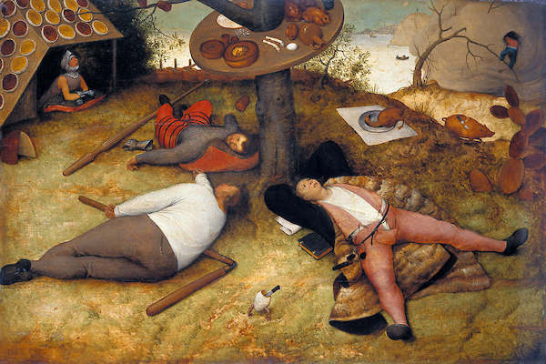 90cm x 60cm Das Schlaraffenland von Pieter d. Ä. Brueghel