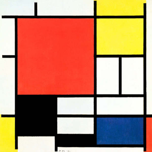 Array Komposition mit Rot, Gelb, Blau von Piet Mondrian