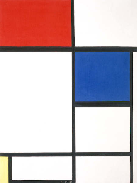 Array Komposition II mit Rot, Blau und von Piet Mondrian