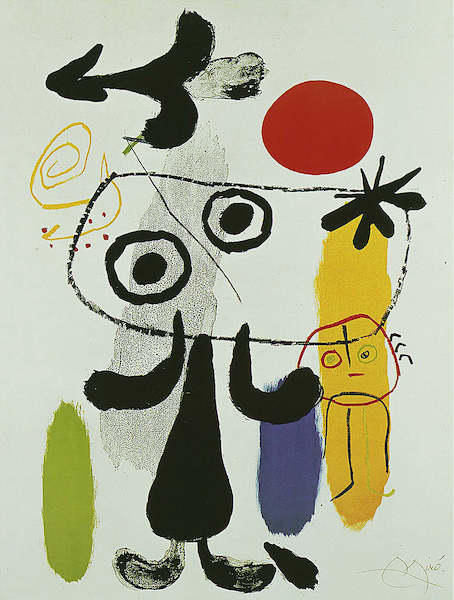 70cm x 100cm Figur gegen rote Sonne II von Joan Miró