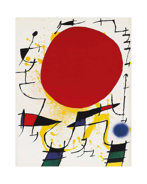 40cm x 50cm Le soleil rouge von Joan Miró