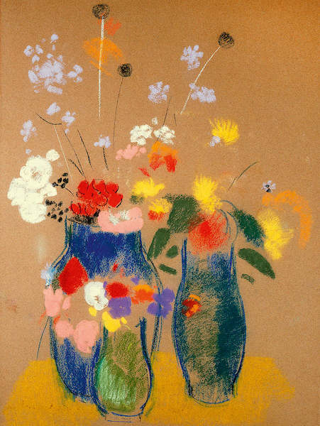 Array Drei Vasen mit Blumen            von Odilon Redon