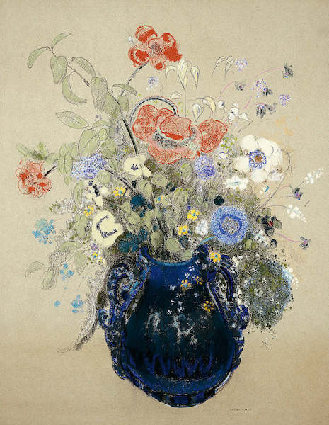 Array Blumenstrauß in blauem Krug      von Odilon Redon