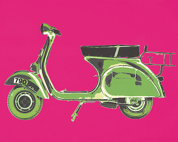 50cm x 40cm Vespa on Pink von Myrjam Tell