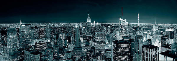 95cm x 33cm Manhatten Skyline at Night von Shutterstock