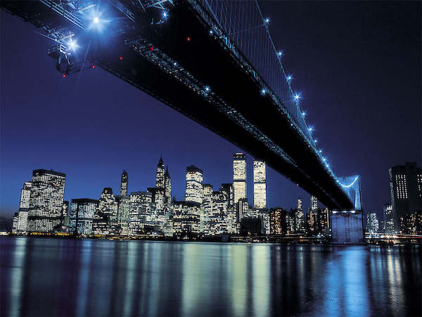 80cm x 60cm Brooklyn Bridge at Night von Henri Silberman