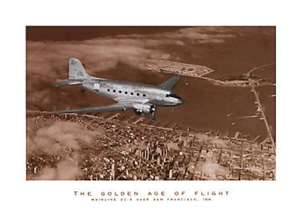 70cm x 50cm Mainline DC-3 over San Francisco von Margaret Bourke-White