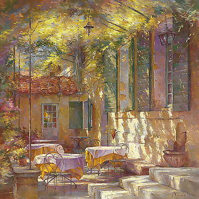 70cm x 70cm A l´ombre de la terrasse von Johan Messely