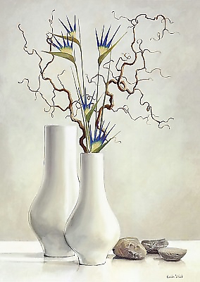 30cm x 40cm Willow Twigs with Blue Flowers von VAN DER VALK