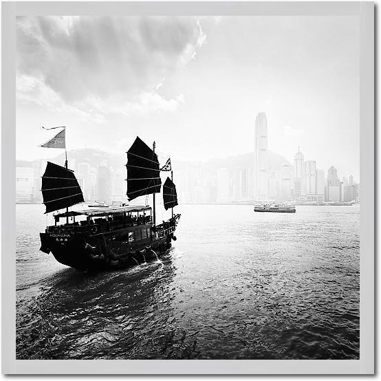 Boat in the Hong Kong Harbor von Praxis Studio