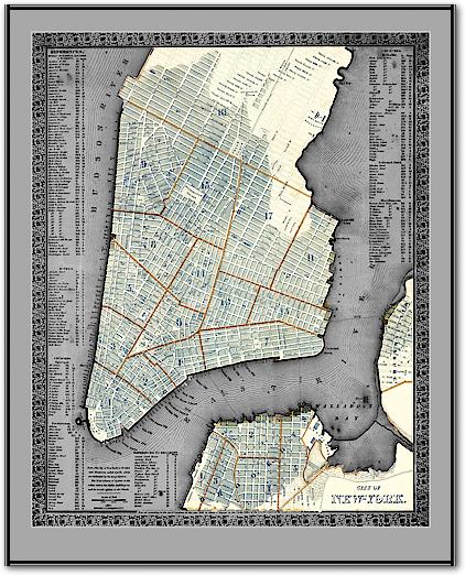 Vintage Gray NYC Map von Adam Shaw Cartography