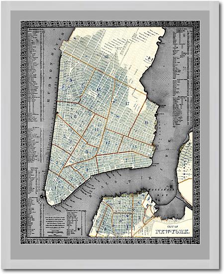 Vintage Gray NYC Map von Adam Shaw Cartography