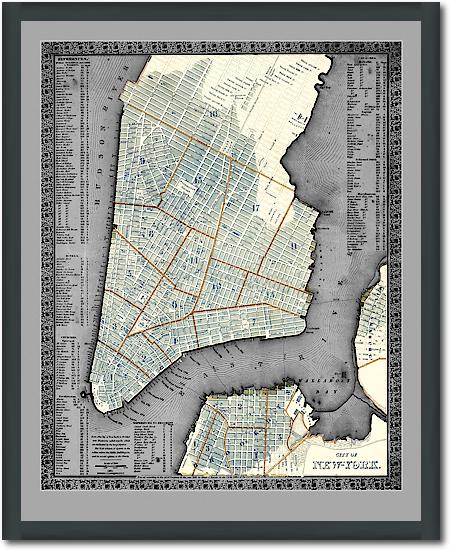 Vintage Gray NYC Map von Adam Shaw Cartography