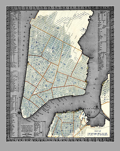 Vintage Gray NYC Map von Adam Shaw Cartography