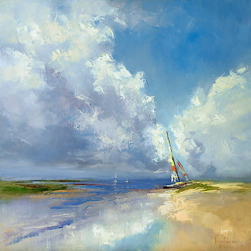 Sailboat on a Sandy Beach von Kasia Bruniany