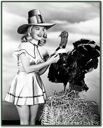 Doris Day with a Thanksgiving Turkey von Hollywood Photo Archive